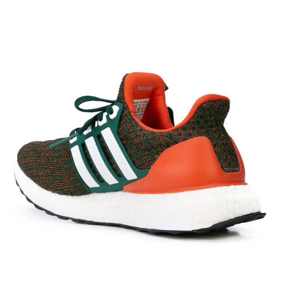 NEW Adidas Ultraboost 4.0 U of Miami Hurricanes Orange Green Running Shoes 8.5 - Picture 3 of 5